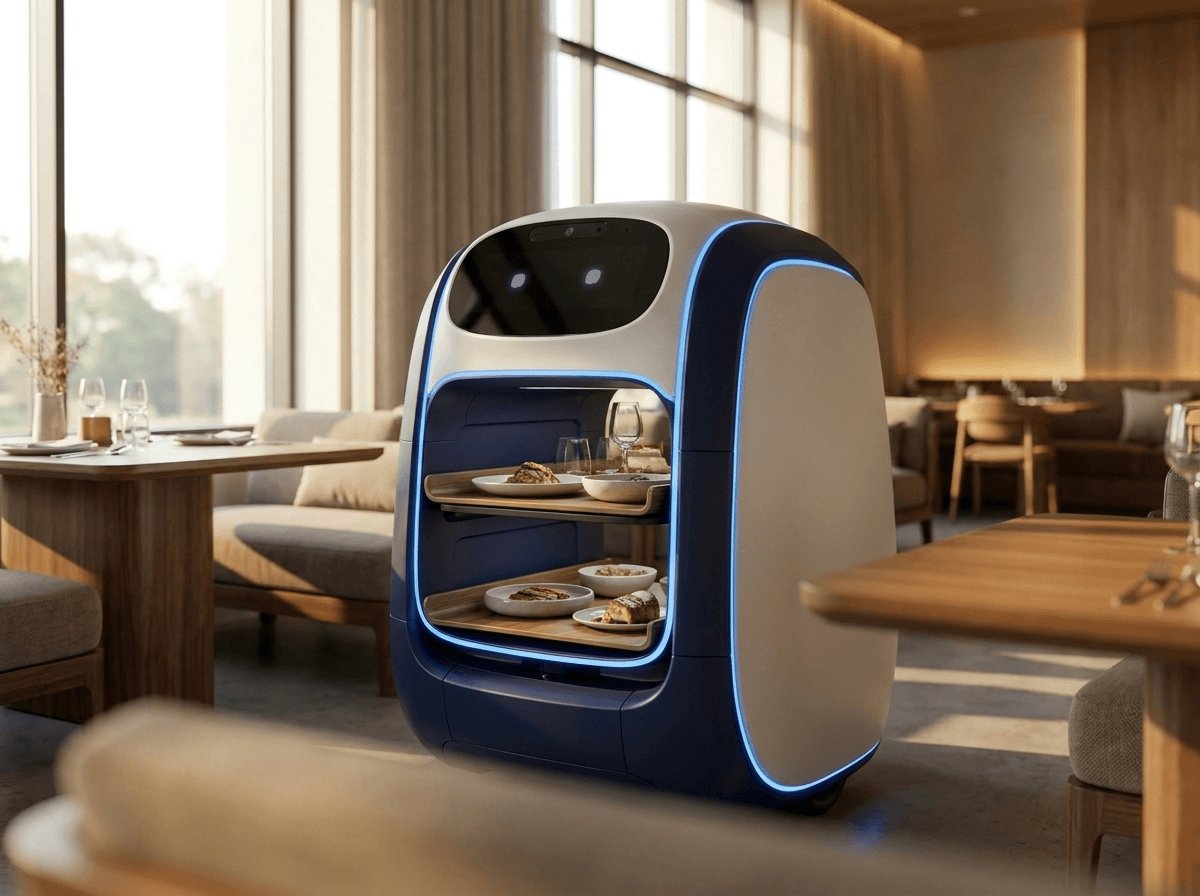 IQ Serve teslimat robotu restoranda servis yaparken